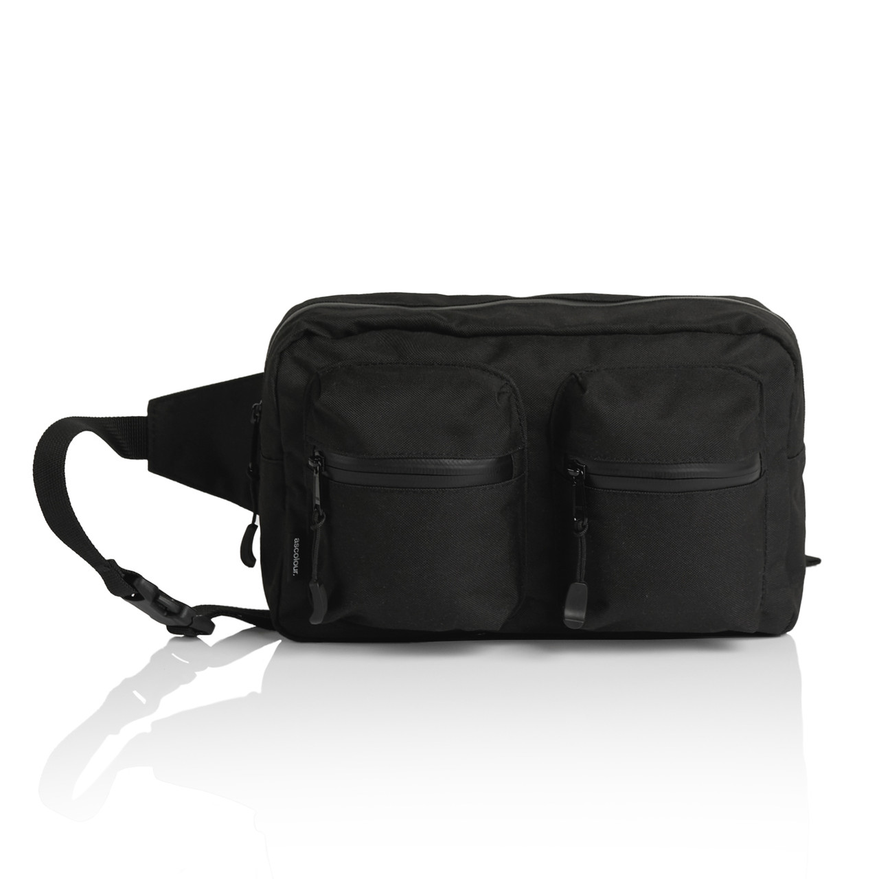 Recycled Double Waist Bag — Black