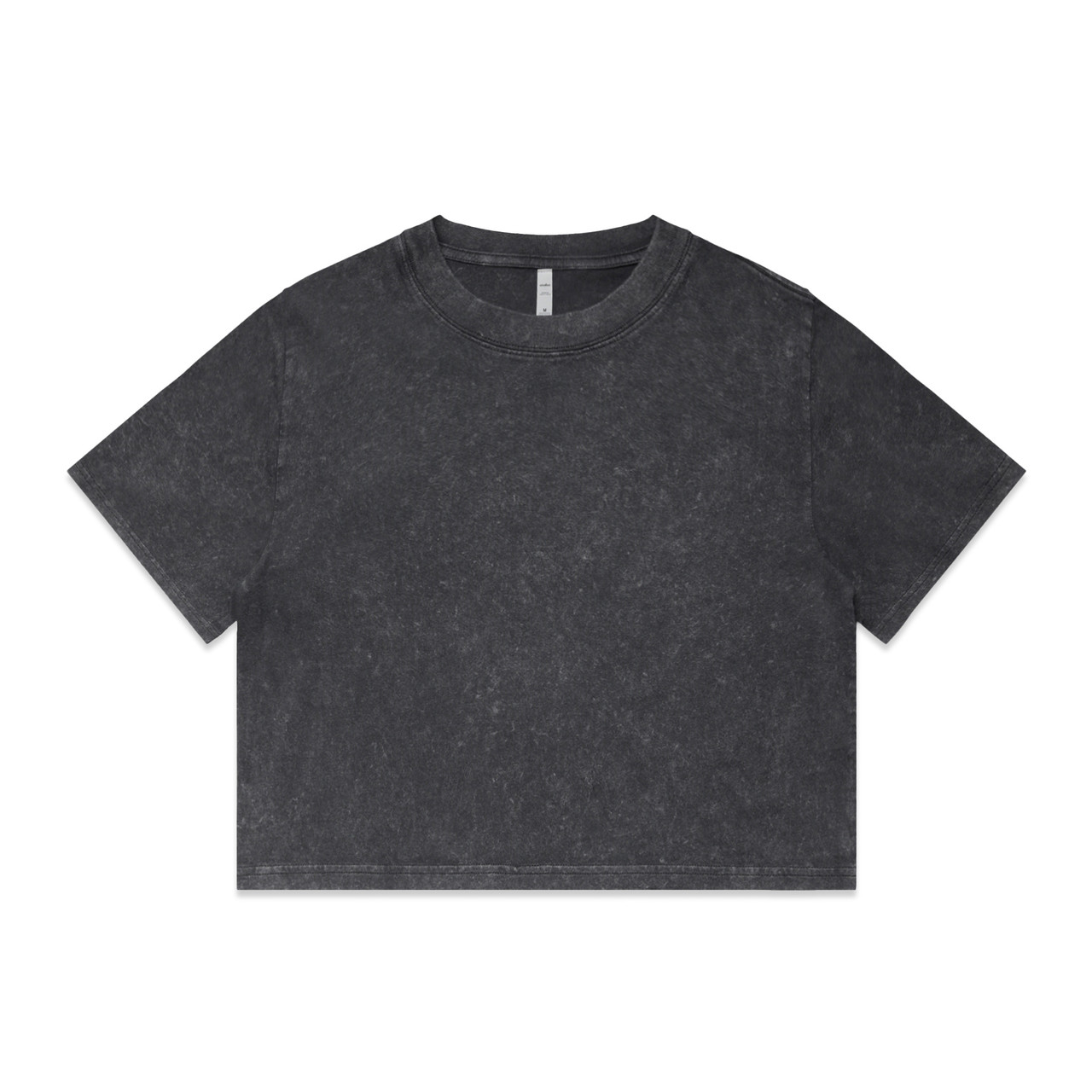 Wo's Stone Wash Heavy Crop — Black Stone