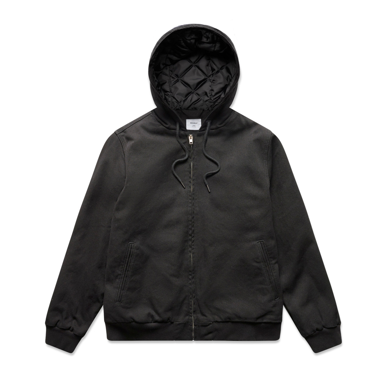 Canvas Bomber Hood Jacket — Black