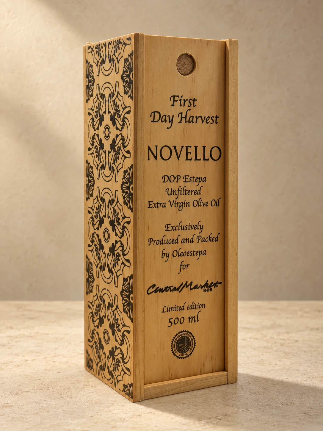Caja de madera Novello para Oleoestepa